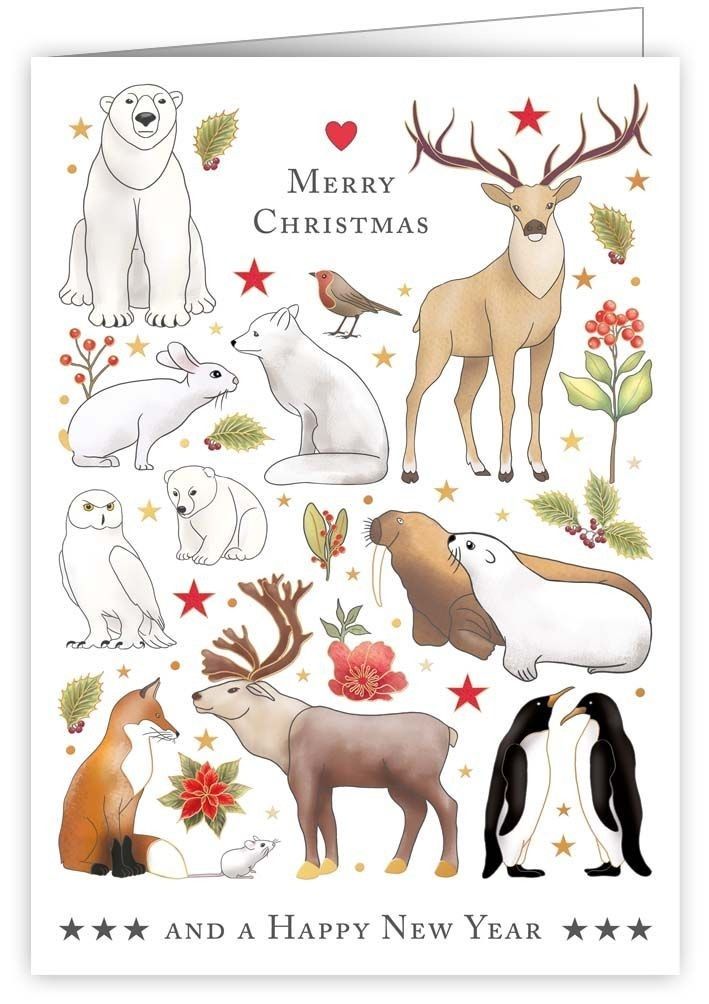 2-osainen kortti joulu Quire - Eläimet, Merry Christmas