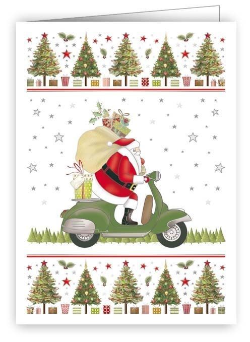 Pakettikortti joulu Quire - Joulupukki ajaa vespalla