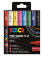 UNI POSCA Marker 8 kpl PC-1M 0,7-1mm perusvärit