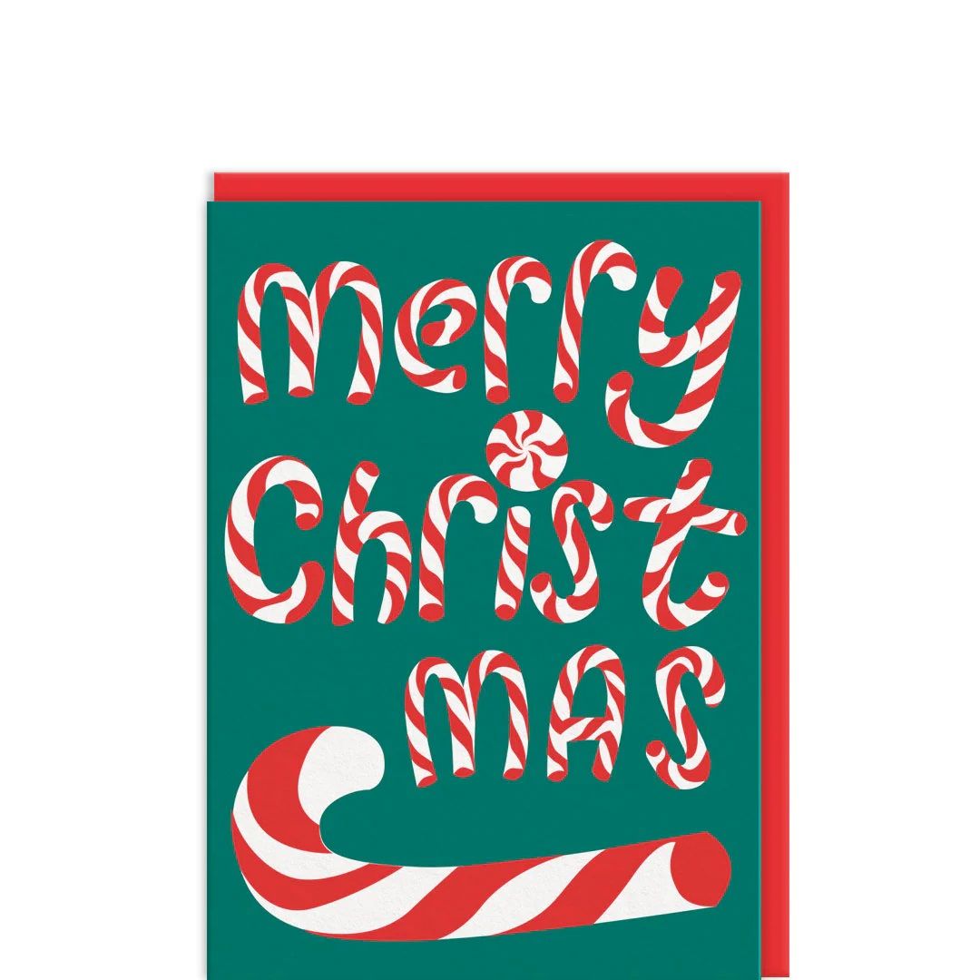 2-osainen joulukortti Ohh Deer - Merry Christmas candy cane