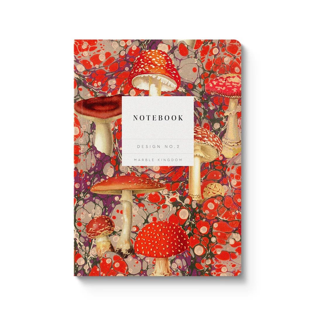 Muistikirja A5 Ohh Deer - Marble Fungi, kärpässienet marmoroidulla pohjalla