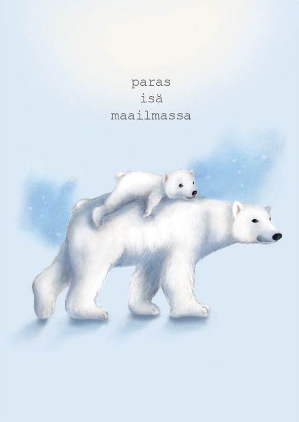 2-osainen isänpäiväkortti Henna Adel - Jääkarhut "Paras isä maailmassa"