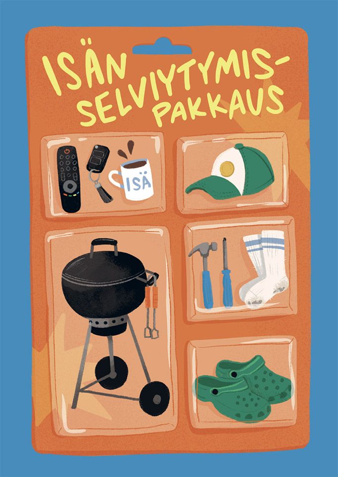 2-osainen isänpäiväkortti Kaisu Sandberg - Isän selviytymispakkaus