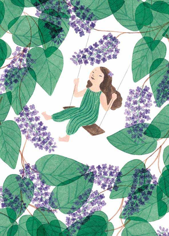 Postikortti Polka Paper - Keinuva nainen