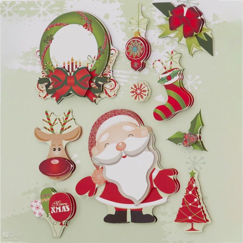 DPC tarra-arkki 3D 10 tarraa Joulu