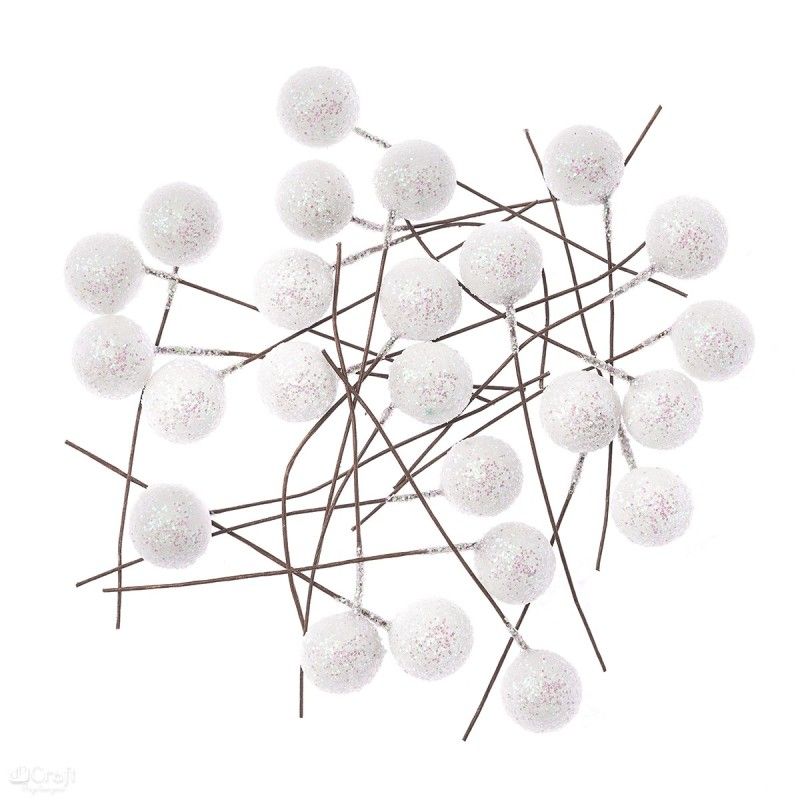 DPC marjat 1,2 cm 24 kpl glitter valkoinen