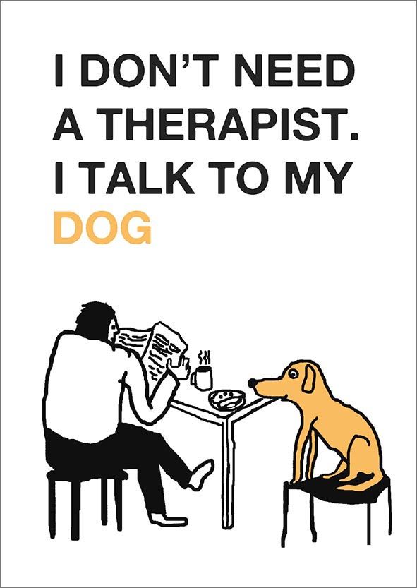 Kohopainettu postikortti Therapist - Dog