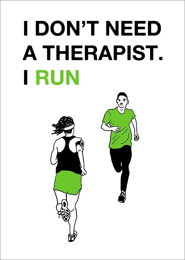 Kohopainettu postikortti Therapist - Run
