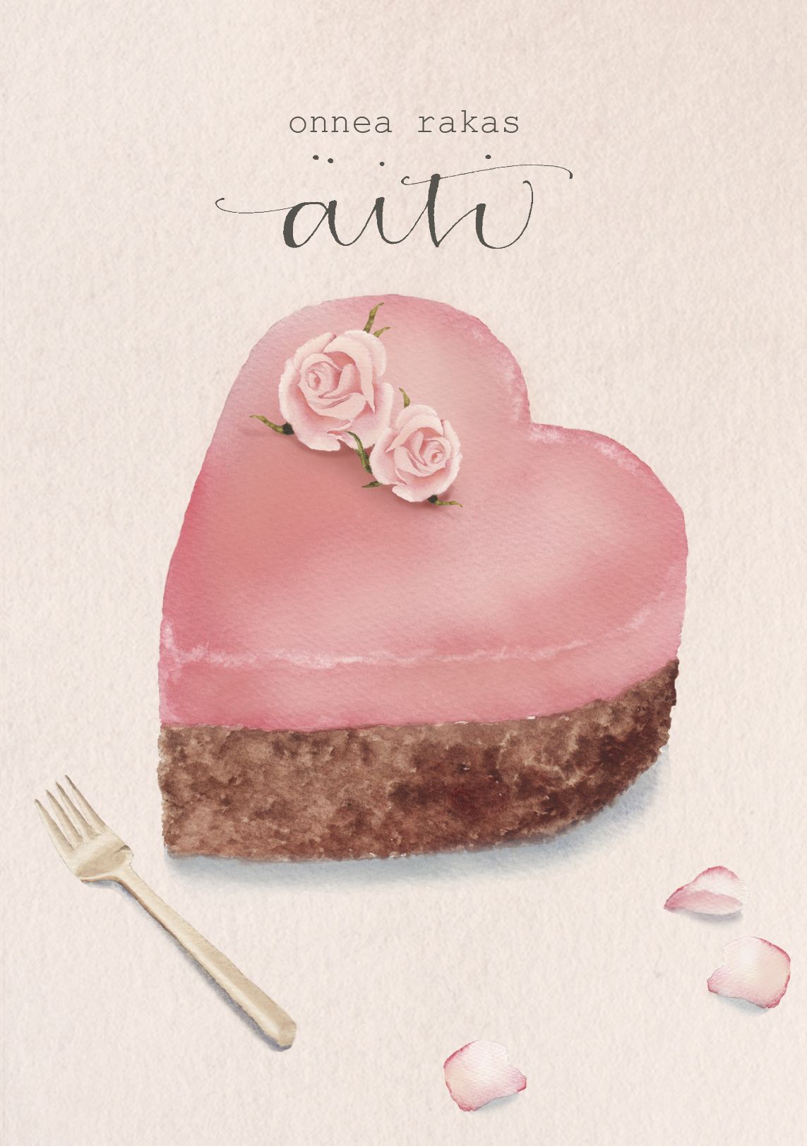 2-osainen äitienpäiväkortti Henna Adel - Onnea rakas äiti, kakkaupala