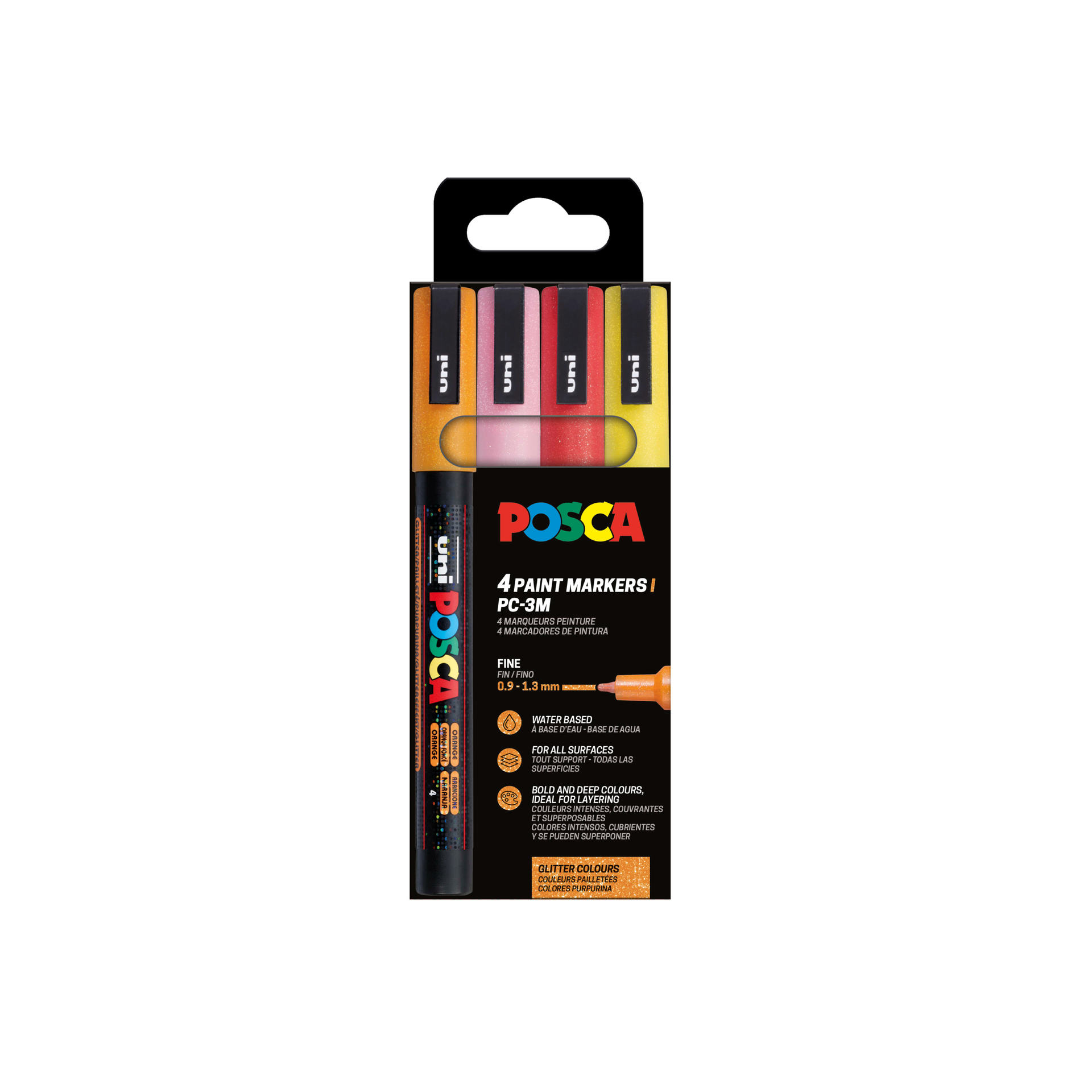 UNI POSCA Marker 4 kpl PC-3M 0,9-1,3 mm sparkling lämpimät sävyt