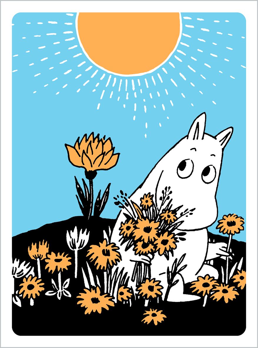 2-osainen kohopainokortti Muumi - Muumipeikko ja kukat