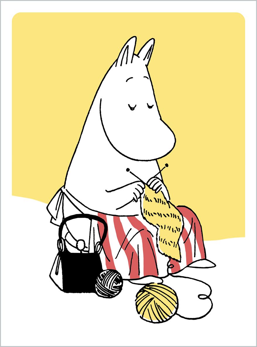 2-osainen kohopainokortti Muumi - Muumimamma neuloo