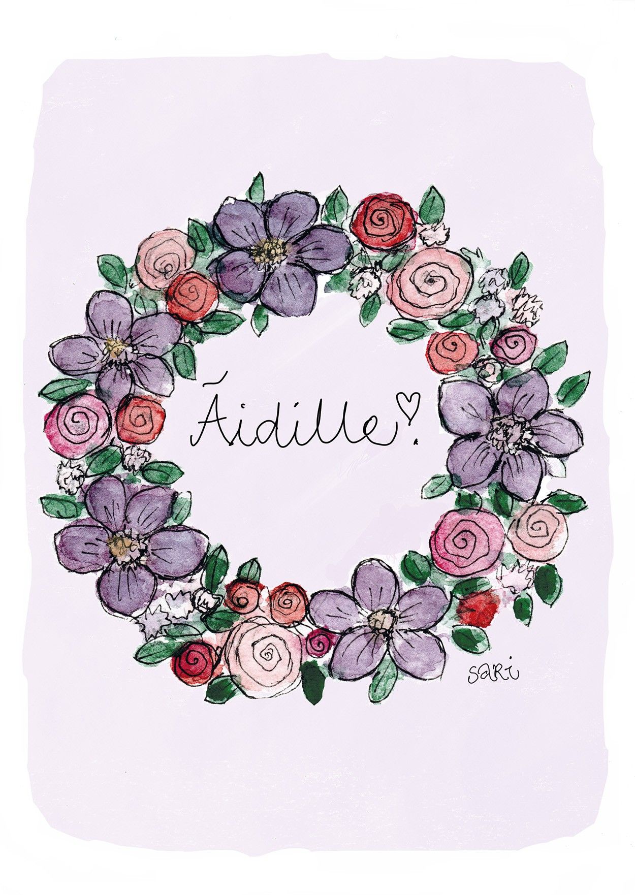 2-osainen äitienpäiväkortti Sari's Artwork - Kranssi, Äidille!