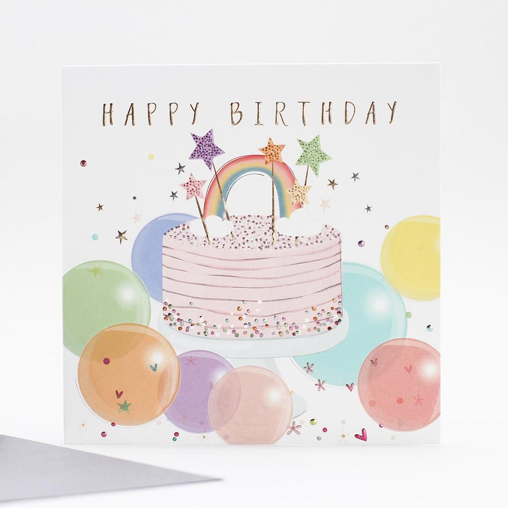 2-osainen kortti Belly Button - Happy Birthday, sateenkaarikakku
