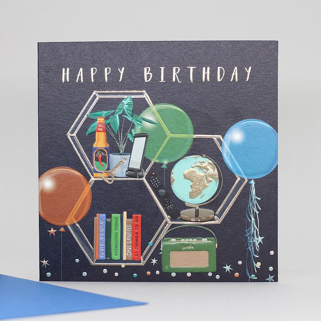 2-osainen kortti Belly Button - Happy Birthday, kirjahylly