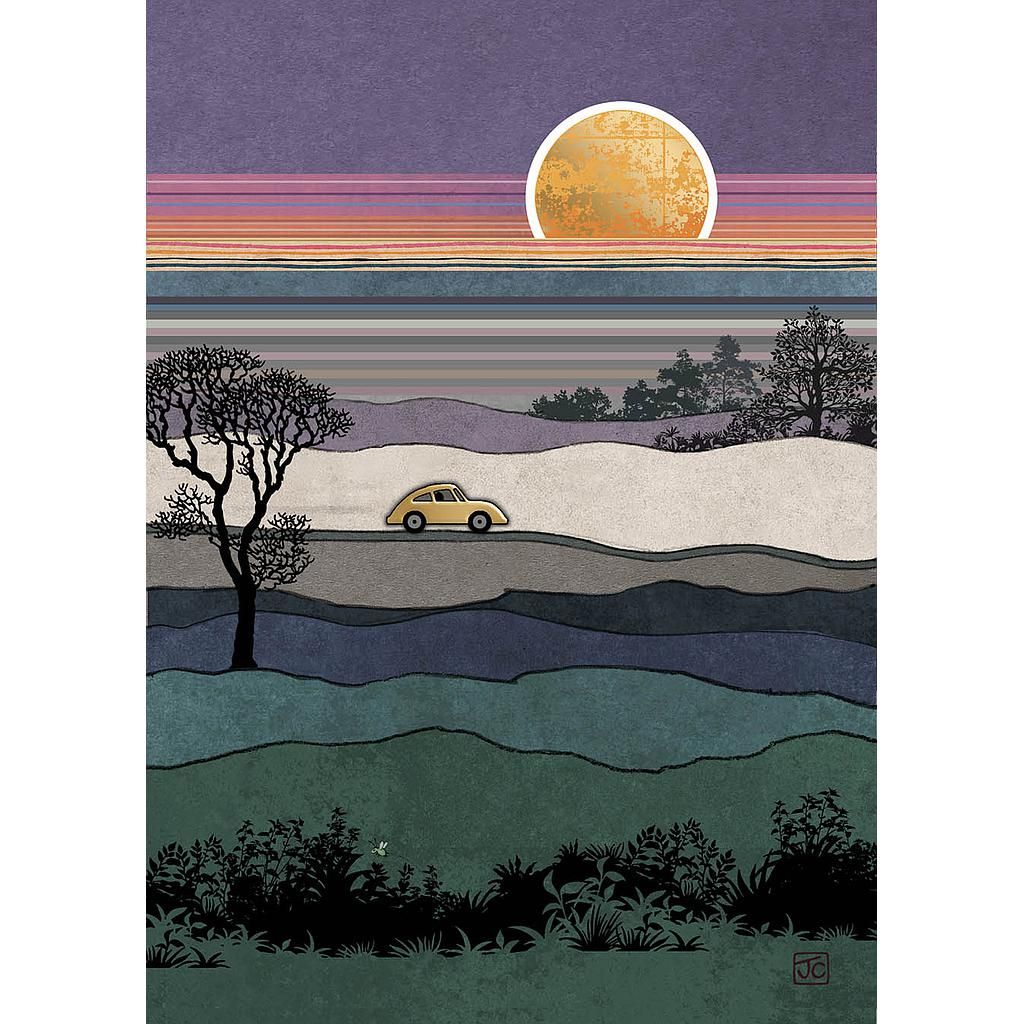 2-osainen kortti Bug Art - Auto ja auringonlasku