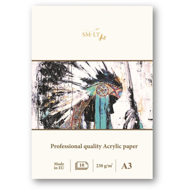 SMLT PRO-akryylipaperilehtiö 420g A4 (10) luonnonvalkoinen, karkea