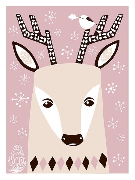 2-osainen kohopainokortti Anne Vasko - Peura