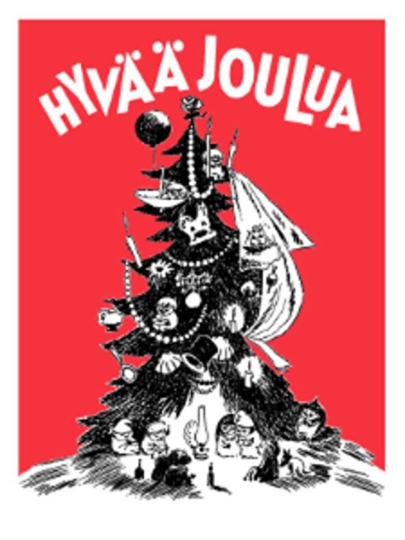 2-osainen kohopainokortti joulu Muumi - Joulukuusi