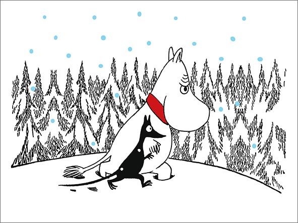 2-osainen kohopainokortti joulu Muumi - Muumipeikko ja Samu