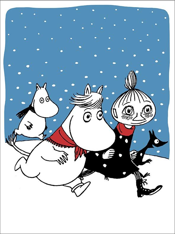 2-osainen kohopainokortti joulu Muumi - Niiskuneiti ja Mymmeli