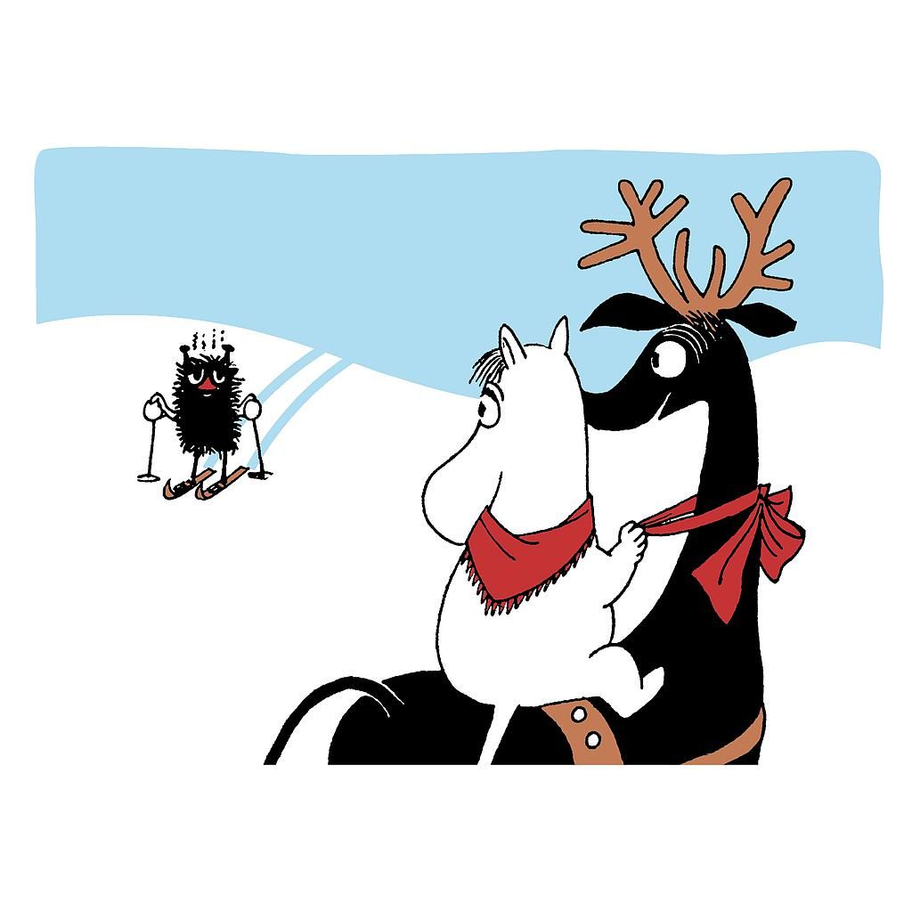 2-osainen kohopainokortti joulu Muumi - Niiskuneiti ja Haisuli