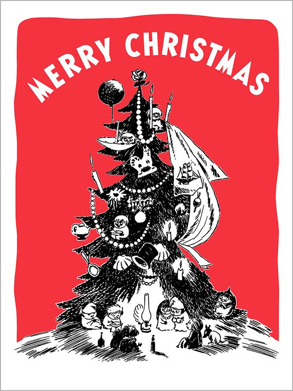2-osainen kohopainokortti joulu Muumi - Joulukuusi Merry Christmas