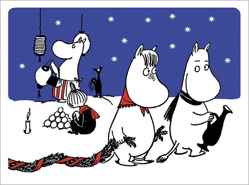 2-osainen kohopainokortti joulu Muumi - Joulukoristelut