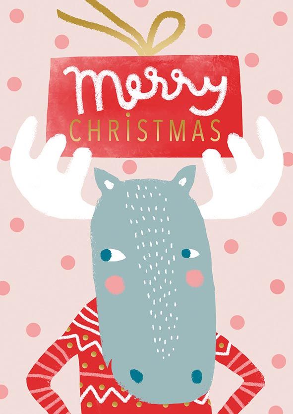 2-osainen joulukortti M. Mallius - Jouluhirvi