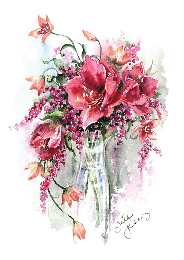 2-osainen kortti joulu Sirkku Saukonoja - Kukka