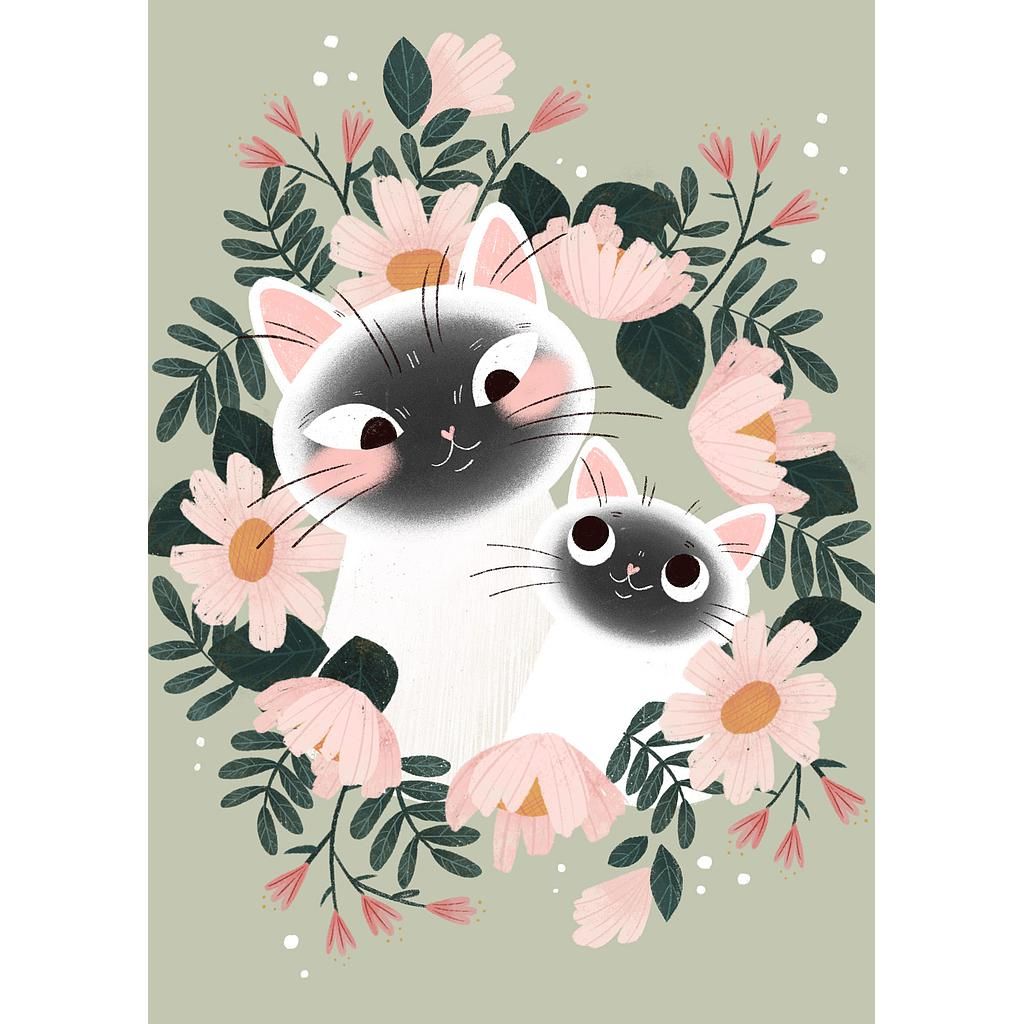 2-osainen kortti Kaisu Sandberg - Kissat, äiti ja lapsi