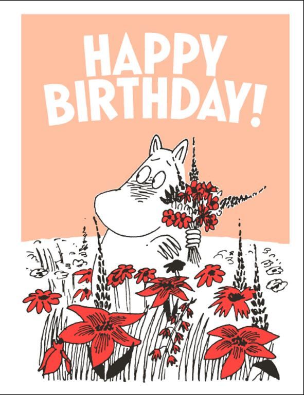 2-osainen kohopainokortti Muumi - Happy birthday!