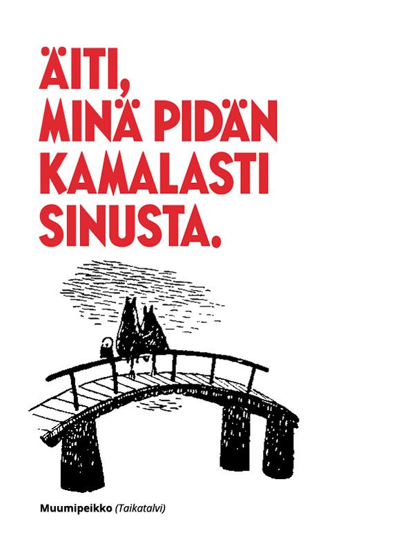 2-osainen kohopainokortti Muumi- Mamma ja Muumipeikko