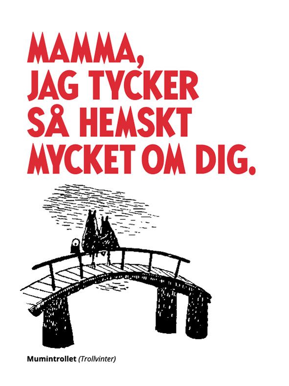 2-osainen kohopainokortti Muumi- Mamma och Mumintroll