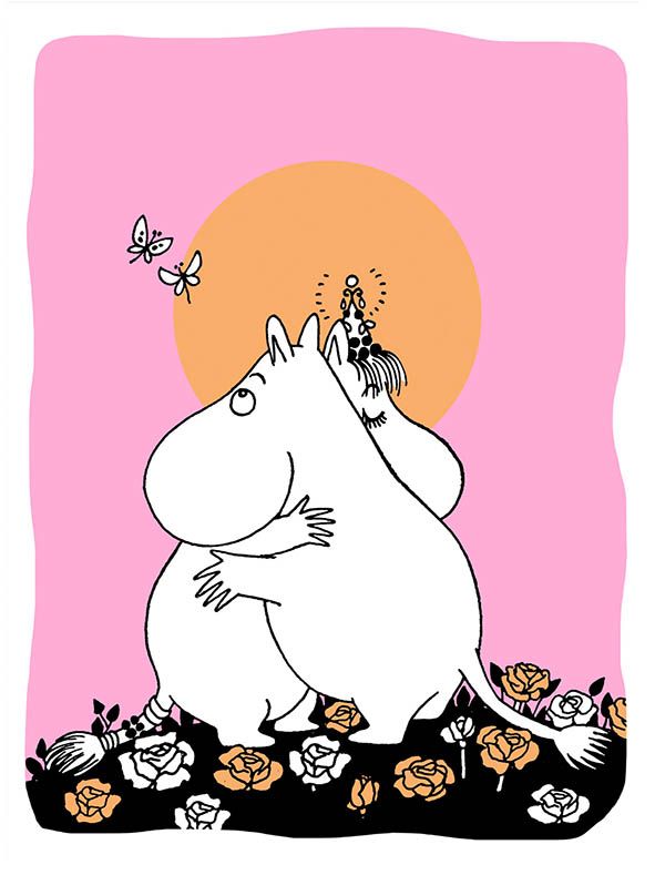 2-osainen kohopainokortti Muumi - Halaavat