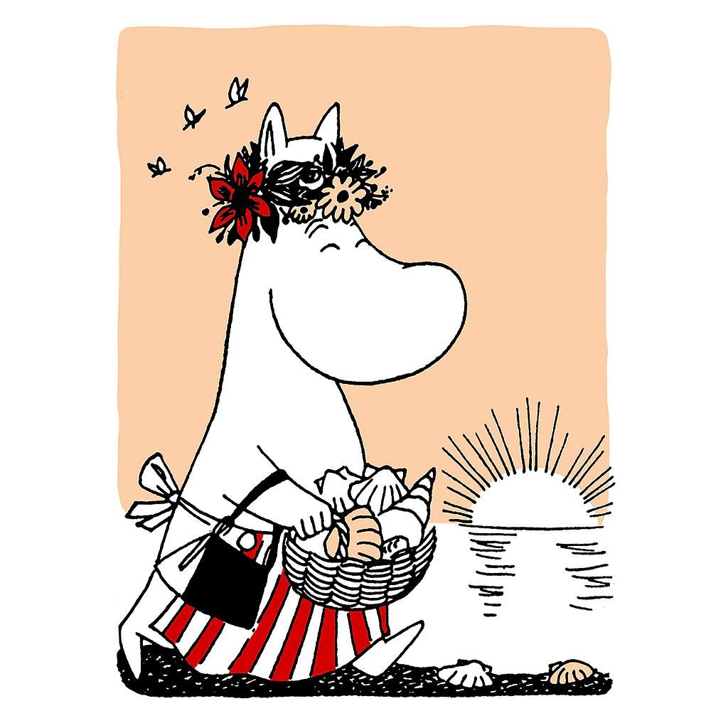 2-osainen kohopainokortti Muumi - Mamma ja simpukat