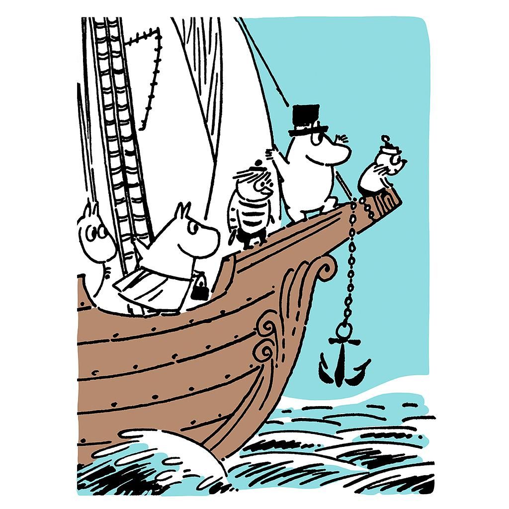 2-osainen kohopainokortti Muumi - Muumiperhe laivassa