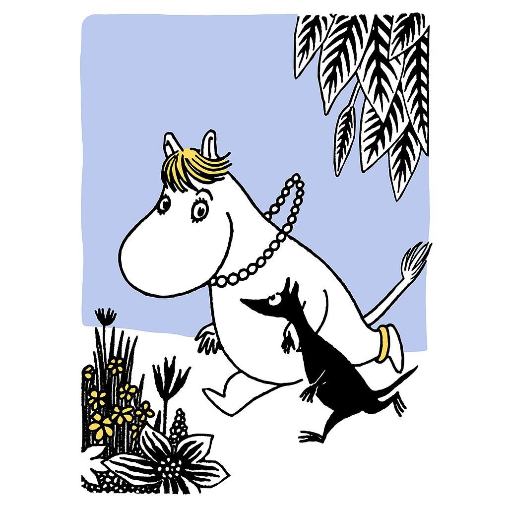 2-osainen kohopainokortti Muumi - Niiskuneiti ja Samu