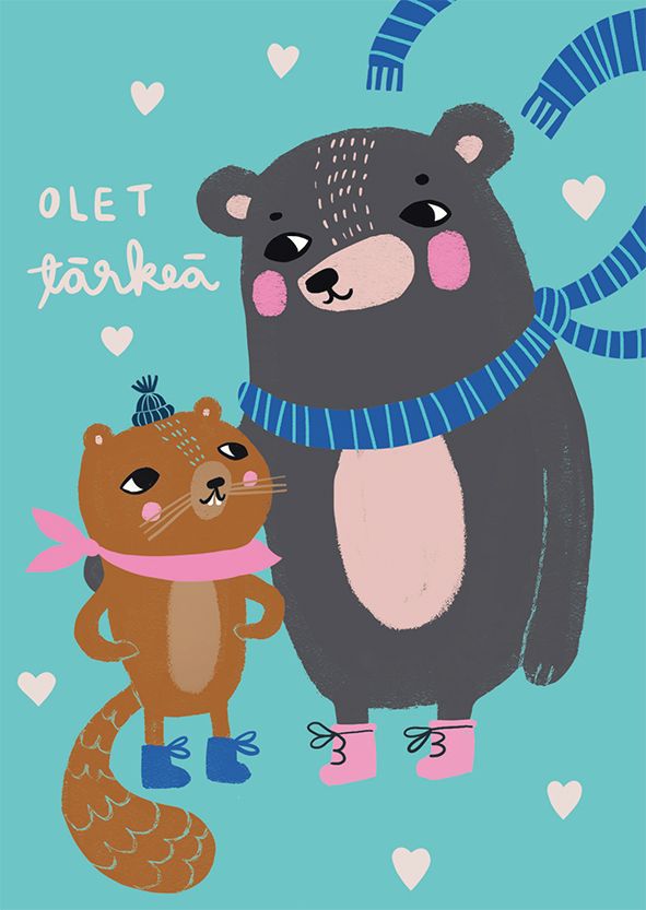 2-osainen kortti Mira Mallius - Majava ja karhu