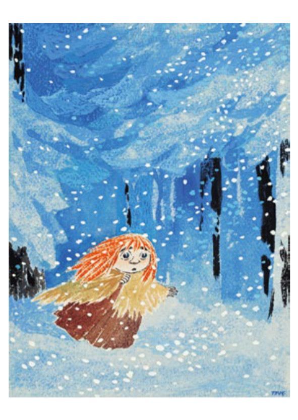 2-osainen kortti Muumi - Tuittu lumisateessa