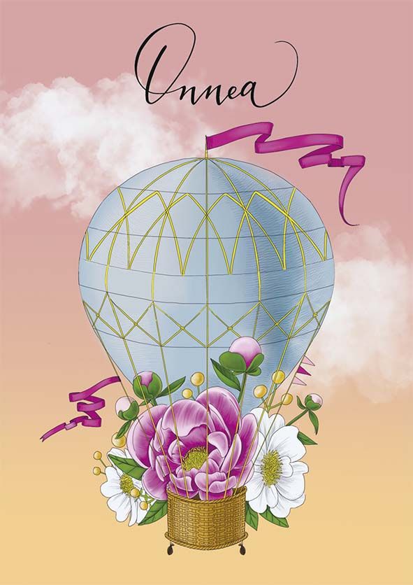 2-osainen kortti Natali Kit - Onnea kuumailmapallo