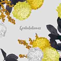 2-osainen neliökortti Pentik - Keltainen krysanteemi