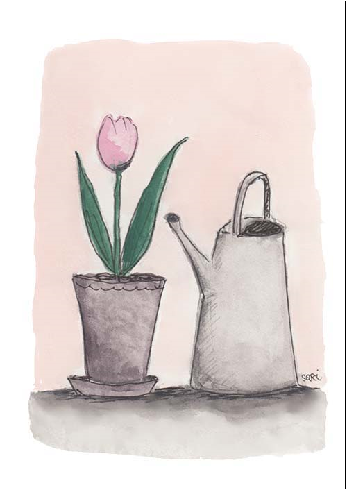 2-osainen kortti Sari's Artwork - Kukka ja kannu