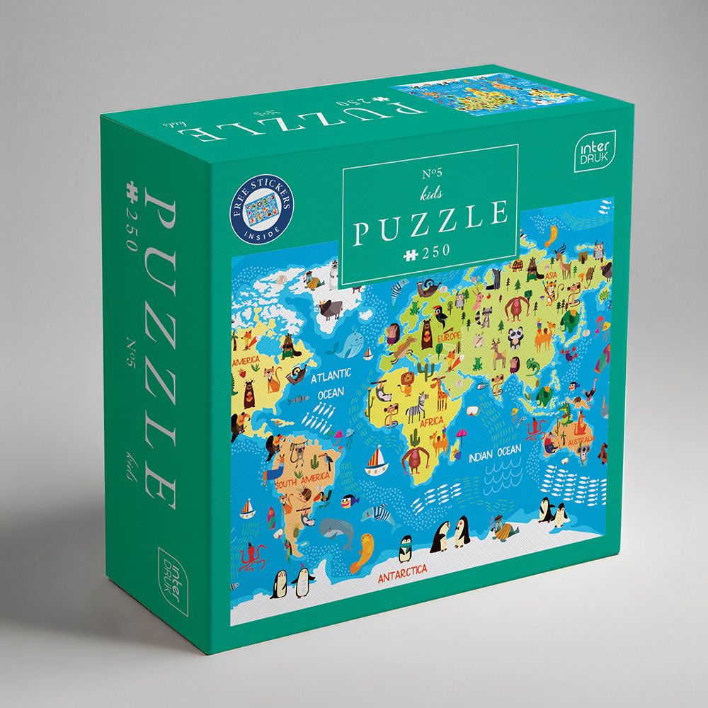 Palapeli 250 palaa Interdruk -Kids 5 World Map