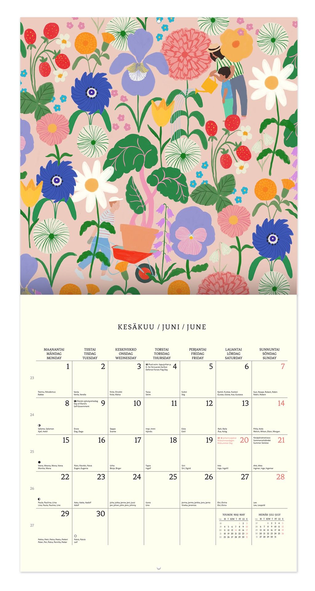 Seinäkalenteri 30x30cm Putinki - Polka Paper 2026