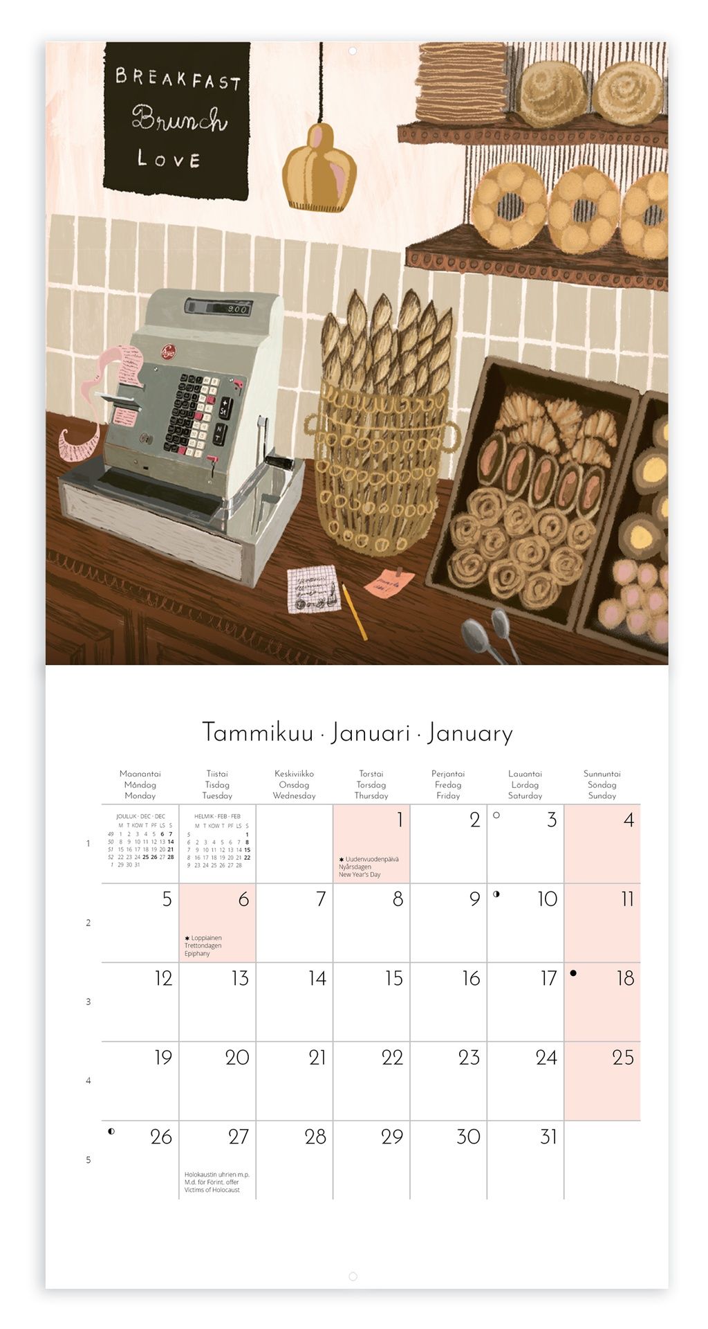 Seinäkalenteri 20x20cm Putinki - Johanna Ilander 2026