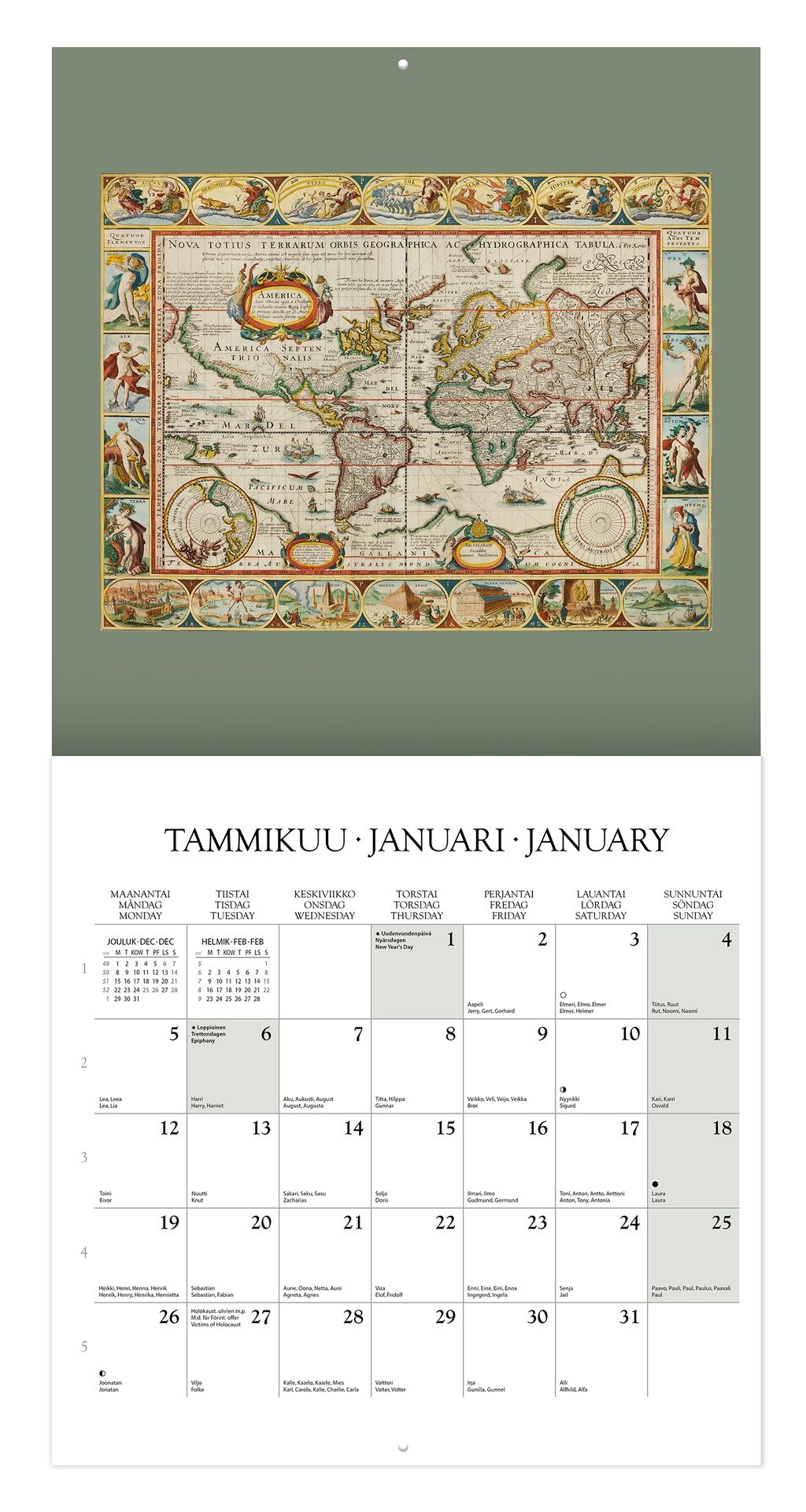 Seinäkalenteri 30x30cm Putinki - John Nurminen 2026