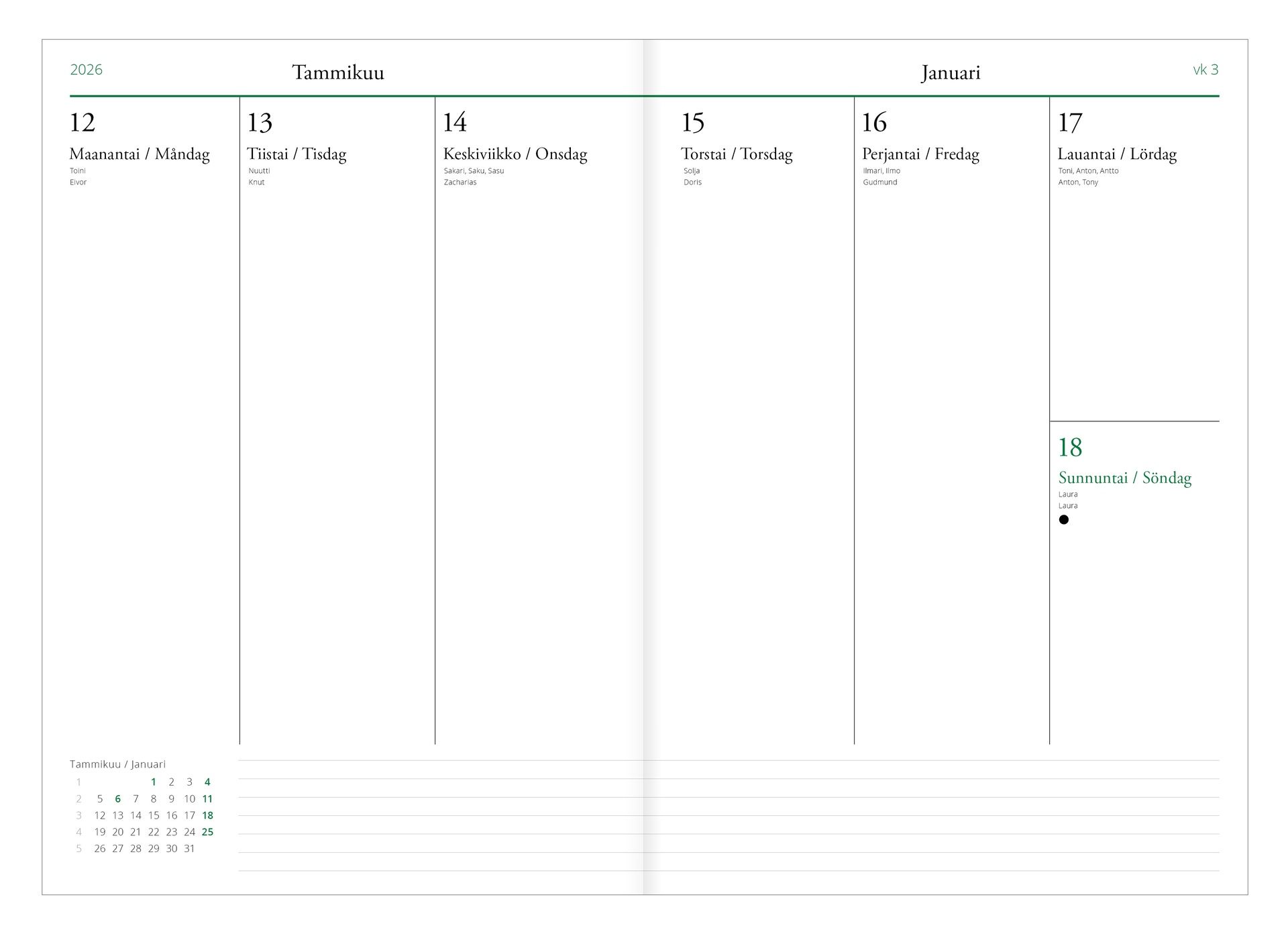 Viikkopäivyri A5 Putinki -  Kreetta Järvenpää 2026