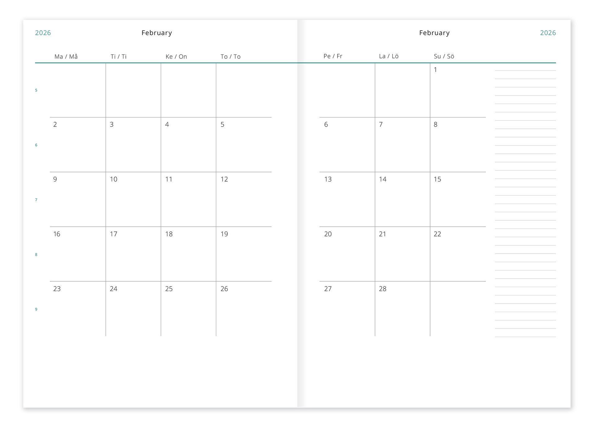 Putinki viikkopäivyri A5 2026 - Moomin Weekly Diary