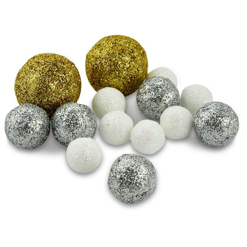 P. MEYCO Glitterstyroksipallot 1,5cm 32kpl, Valk.